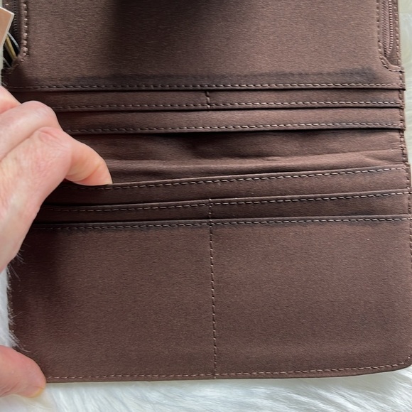 🆕 Justin Boots Ladies Wallet RFID Two-Tone Brown Zipper Magnetic Closure - Picture 4 of 8